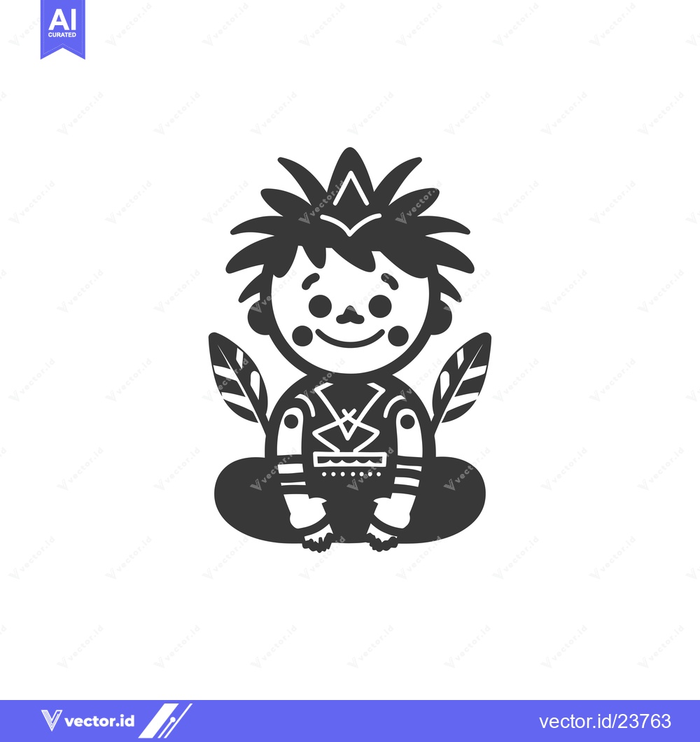 Premium Vector of Black and White Illustration of a Cartoon Character with Feathers