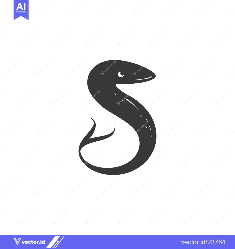 Premium Vector of Black and White Illustration of a Cartoon Eel