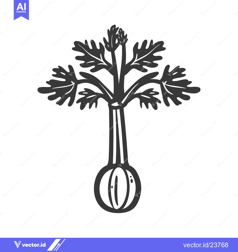 Premium Vector of Black and White Illustration of a Celery Plant