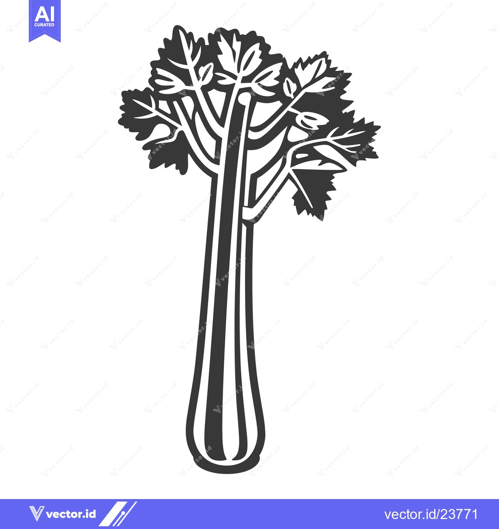 Premium Vector of Black and White Illustration of a Celery Stalk