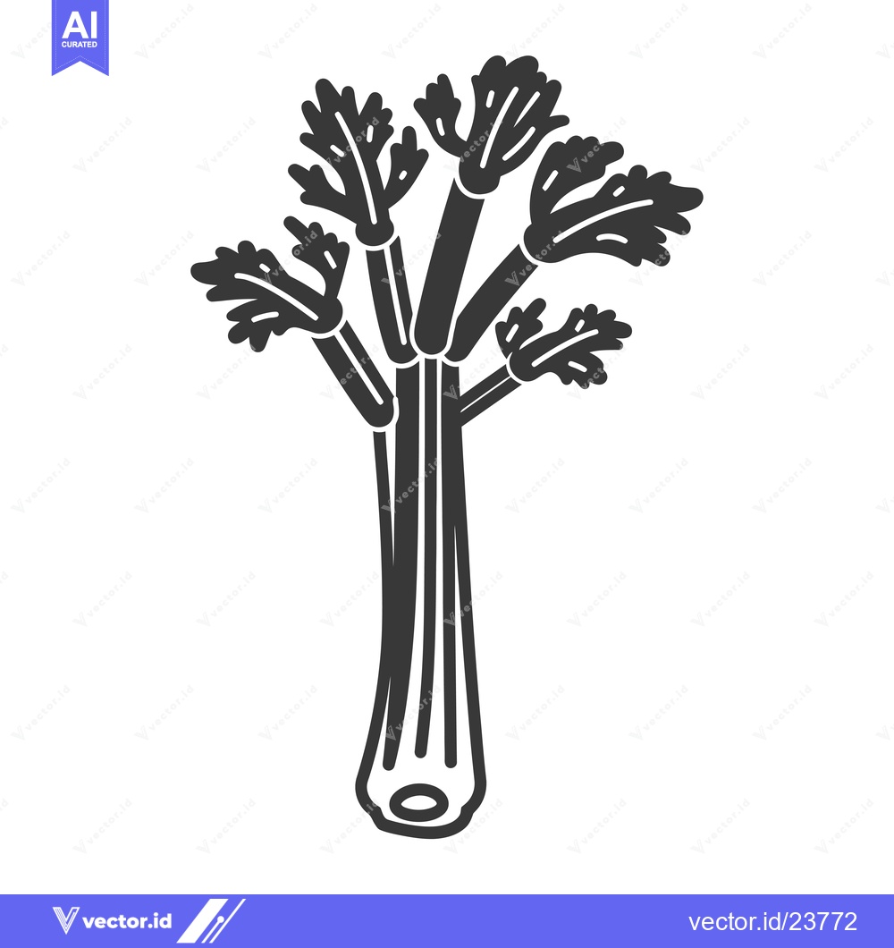 Premium Vector dari Black and White Illustration of a Celery Stalk