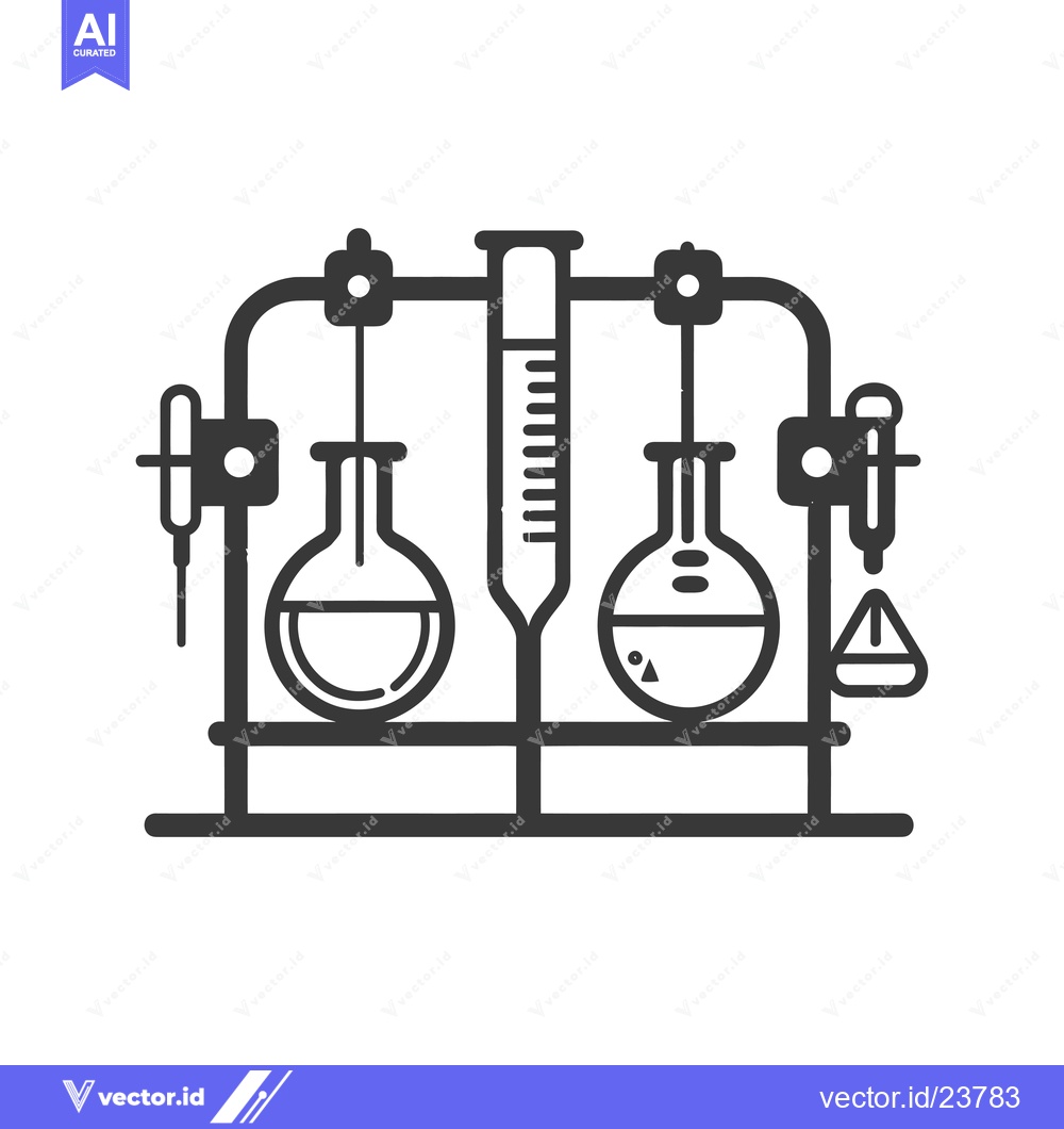 Premium Vector dari Black and White Illustration of a Chemistry Lab Setup