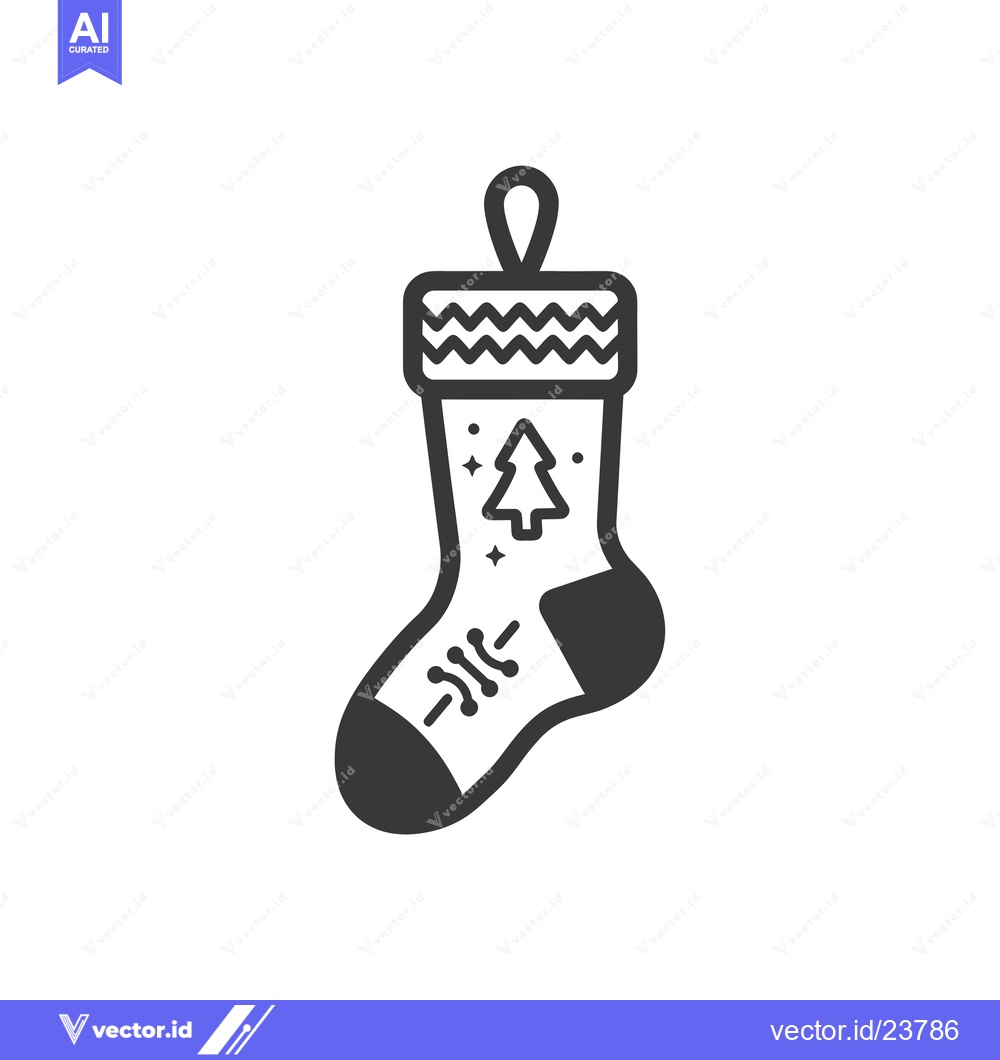 Premium Vector of Black and White Illustration of a Christmas Stocking