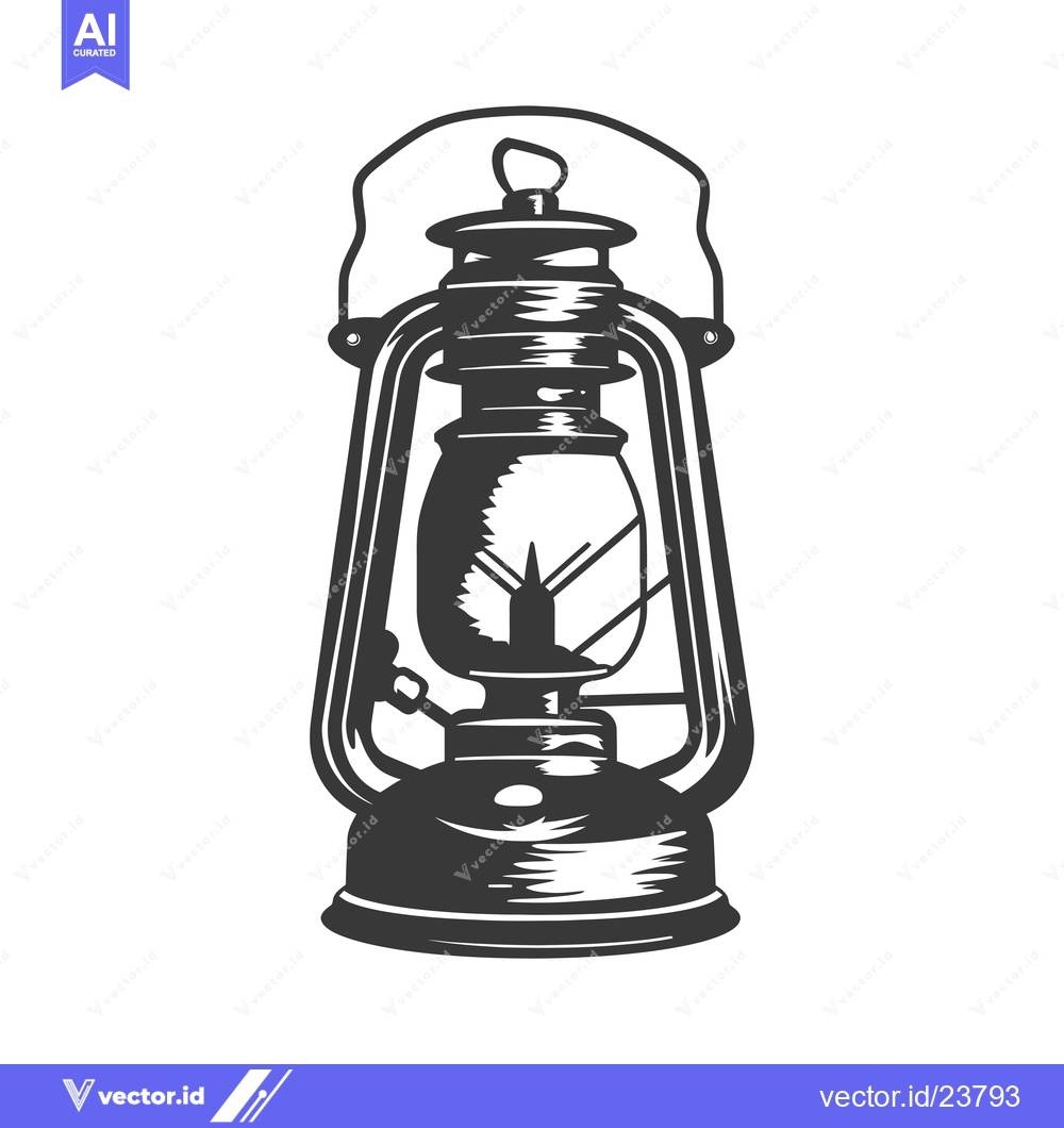 Premium Vector dari Black and White Illustration of a Classic Lantern