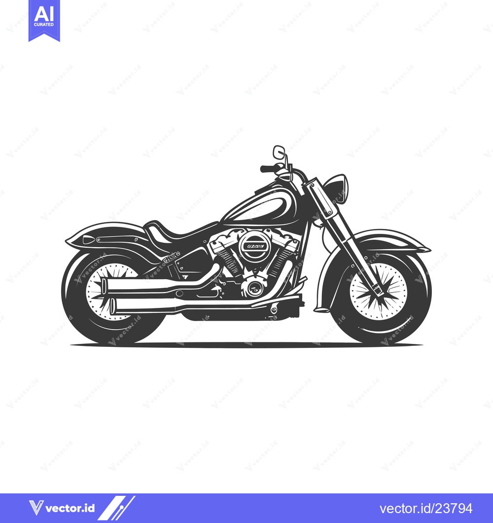 Premium Vector dari Black and White Illustration of a Classic Motorcycle