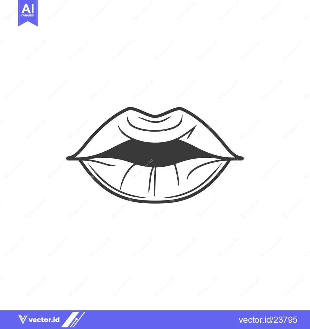 Premium Vector dari Black and white illustration of a closed mouth