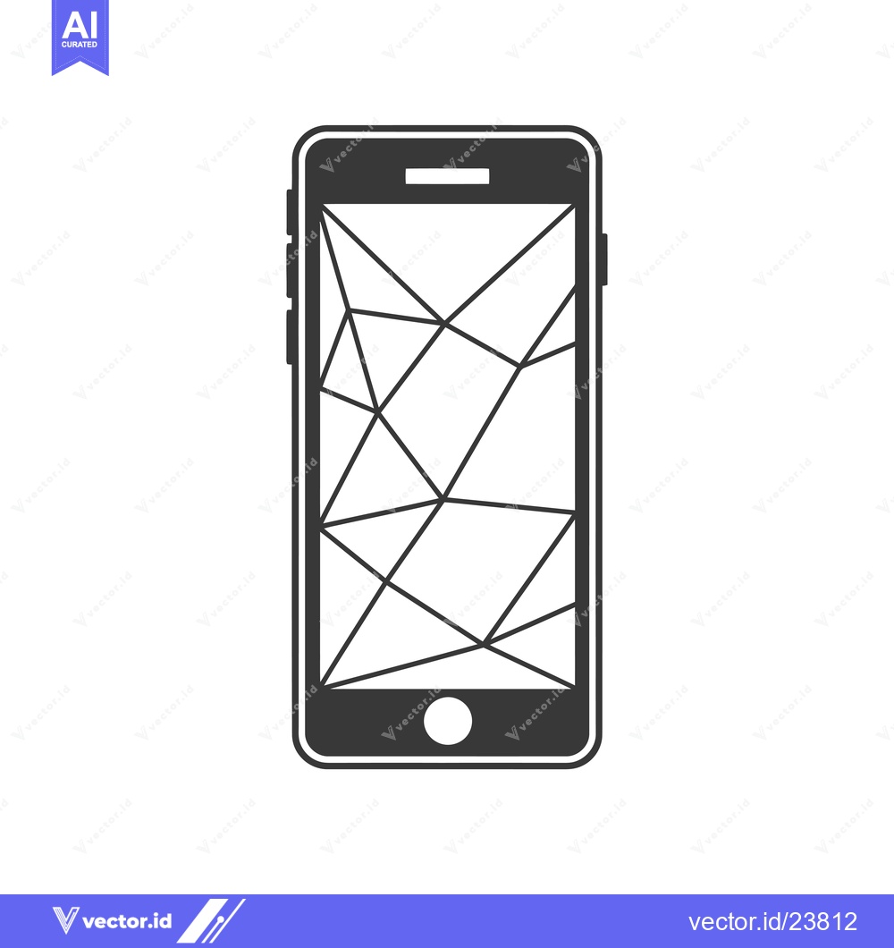 Premium Vector of Black and White Illustration of a Cracked Smartphone Screen