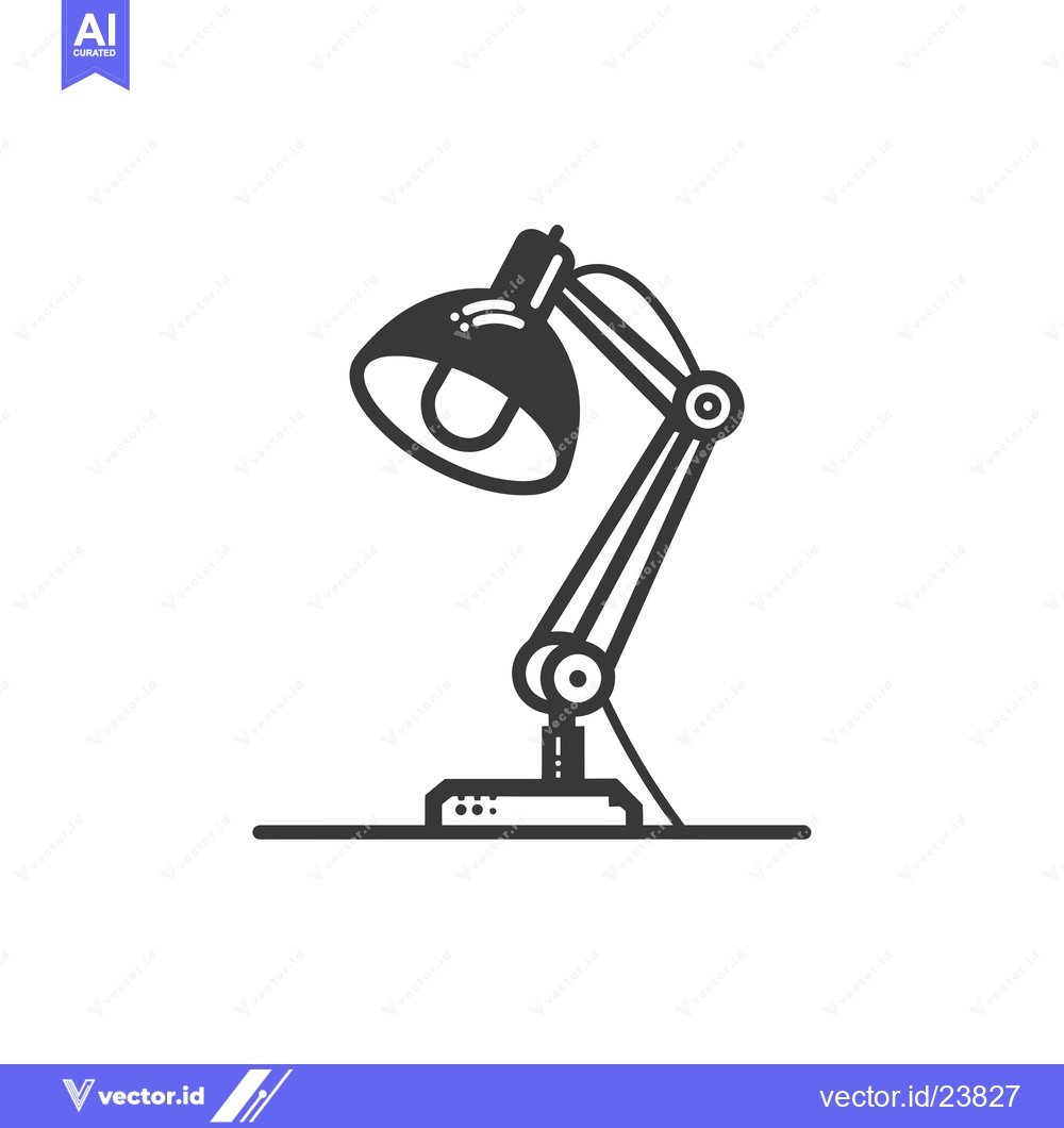 Premium Vector of Black and White Illustration of a Desk Lamp