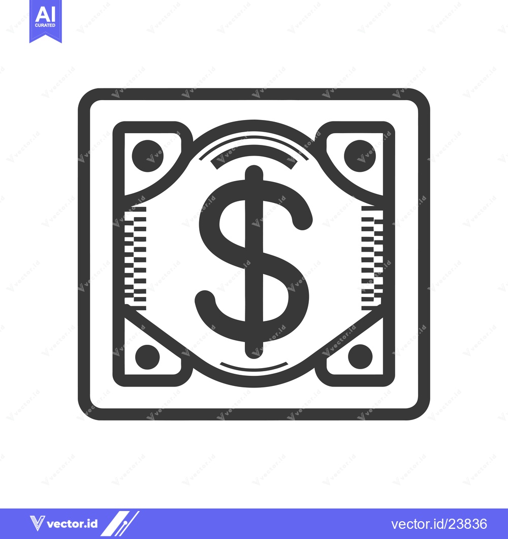 Premium Vector dari Black and White Illustration of a Dollar Bill in a Frame