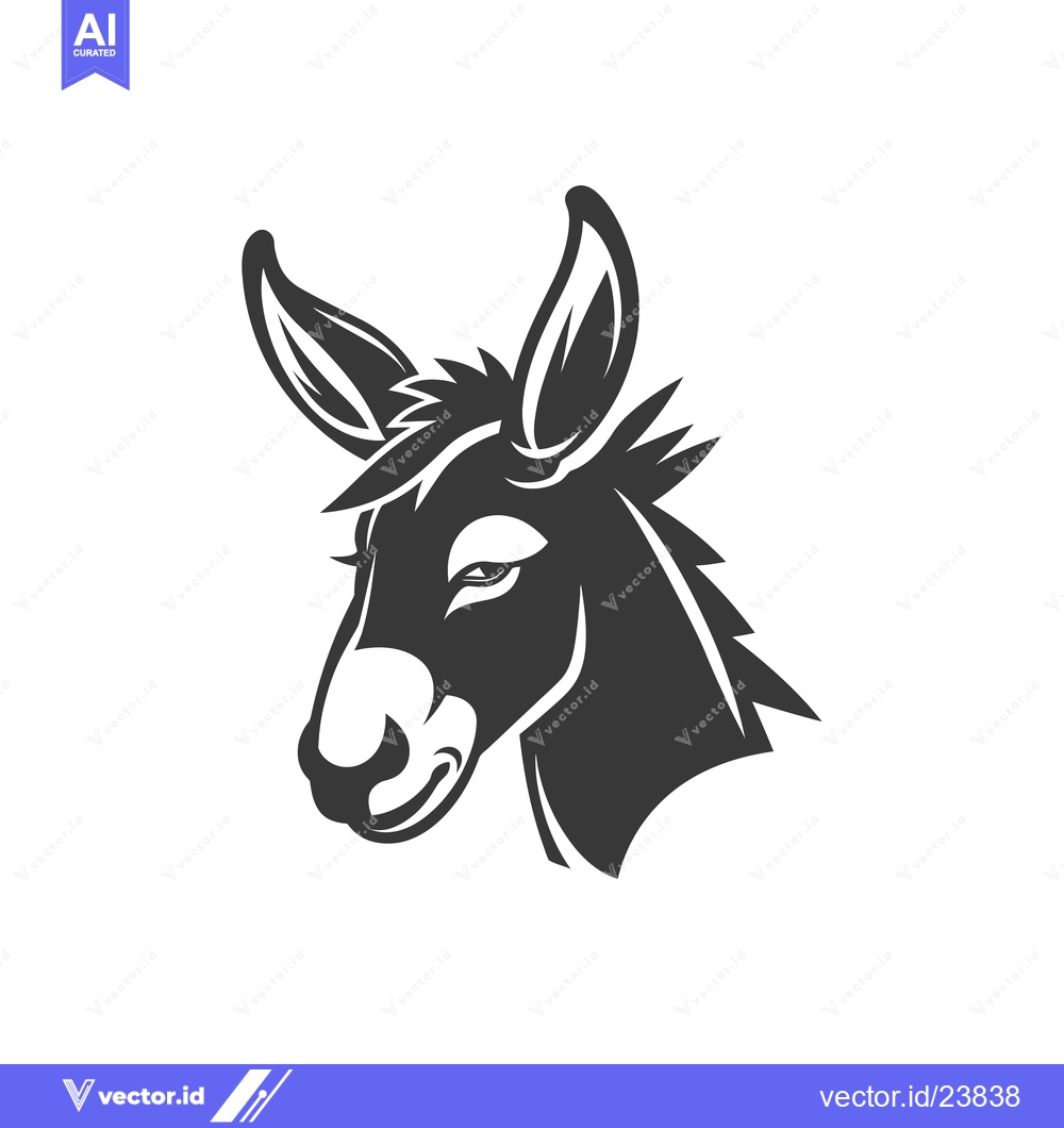 Premium Vector dari Black and White Illustration of a Donkey's Head