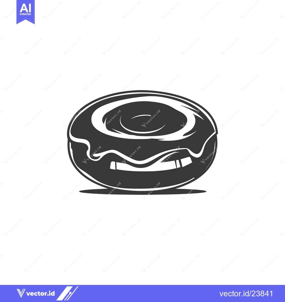 Premium Vector dari Black and white illustration of a donut with frosting