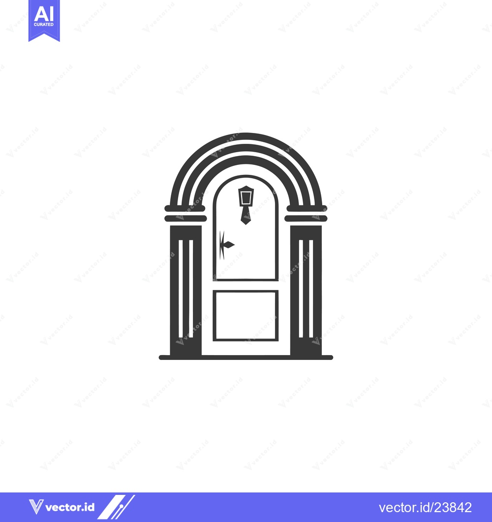 Premium Vector dari Black and White Illustration of a Doorway with an Arch
