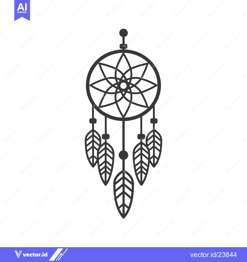 Premium Vector dari Black and white illustration of a dreamcatcher