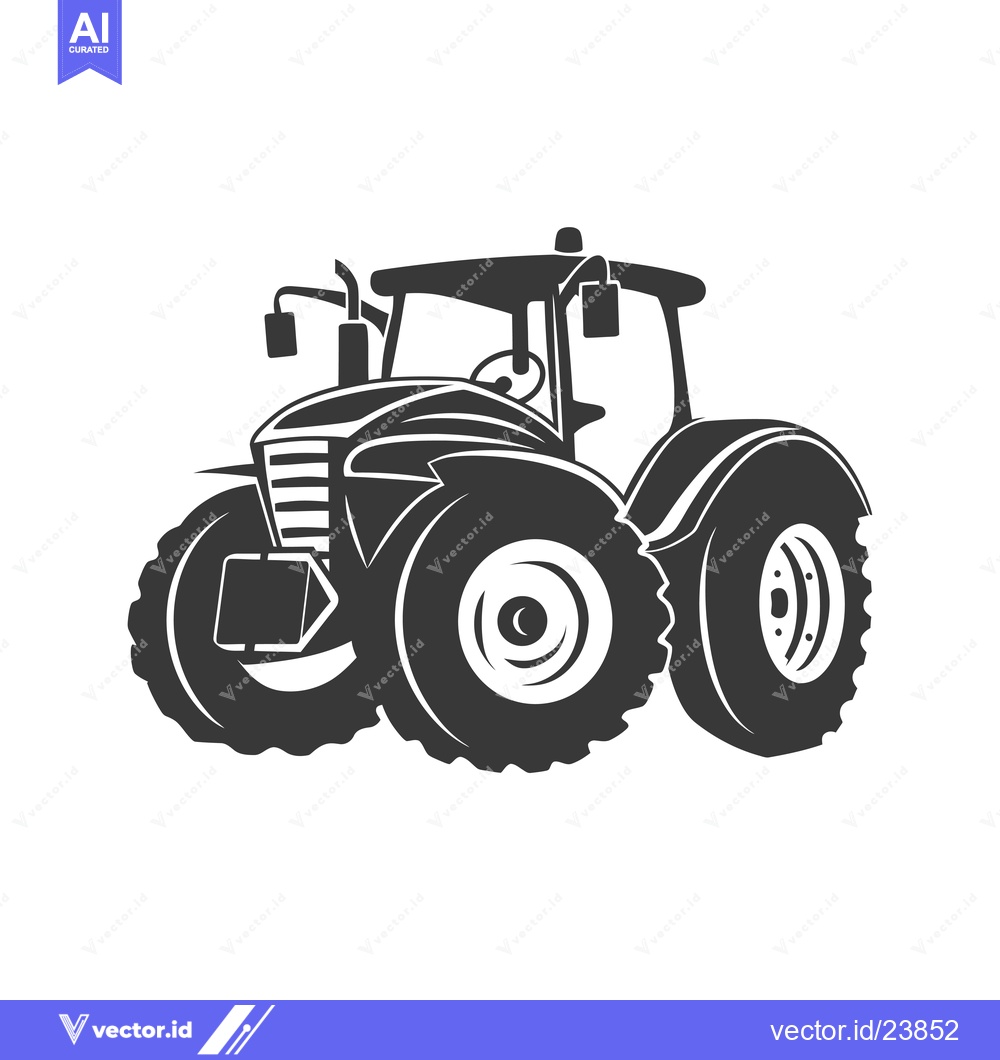 Premium Vector dari Black and white illustration of a farm tractor