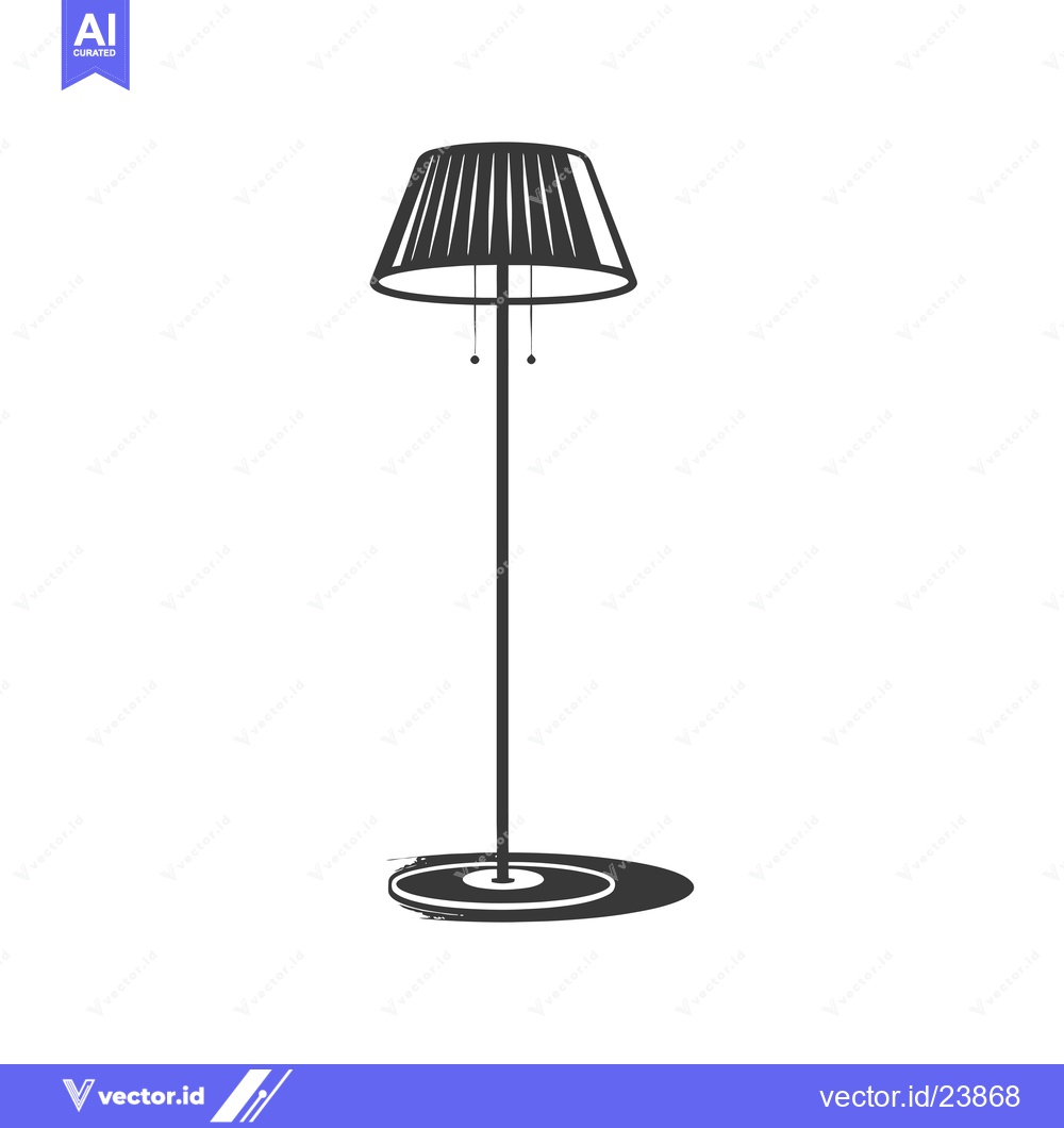 Premium Vector dari Black and White Illustration of a Floor Lamp