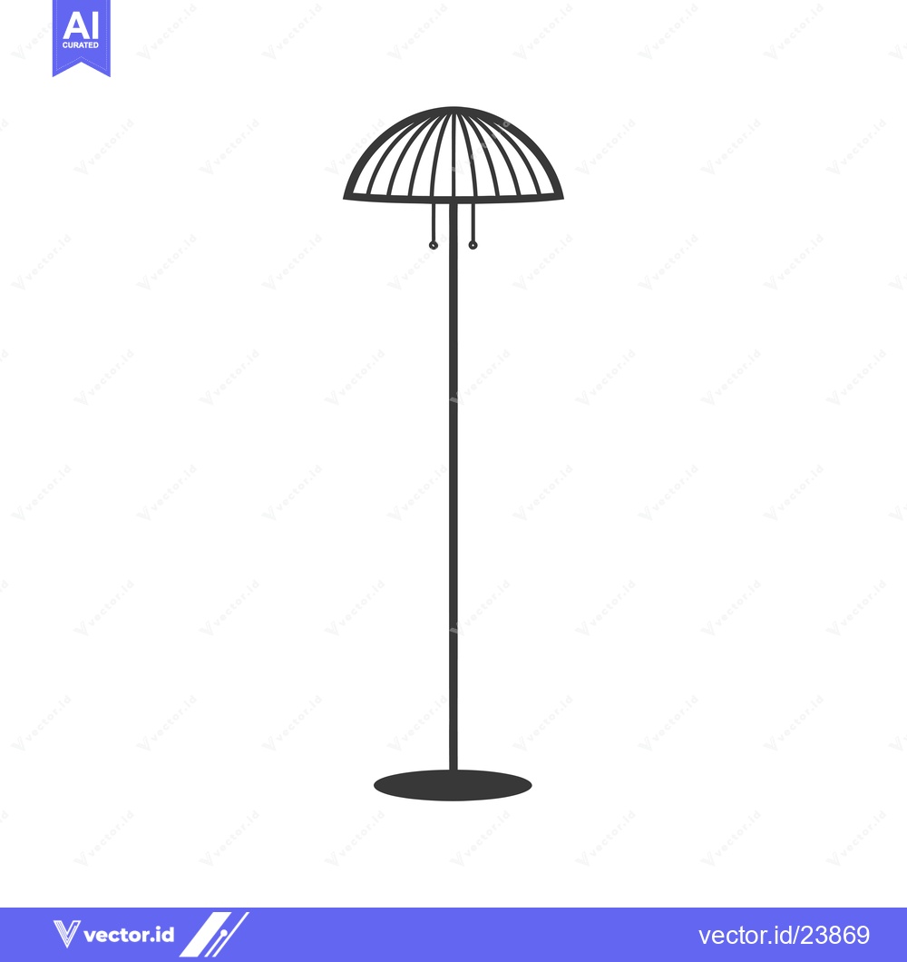 Premium Vector dari Black and White Illustration of a Floor Lamp