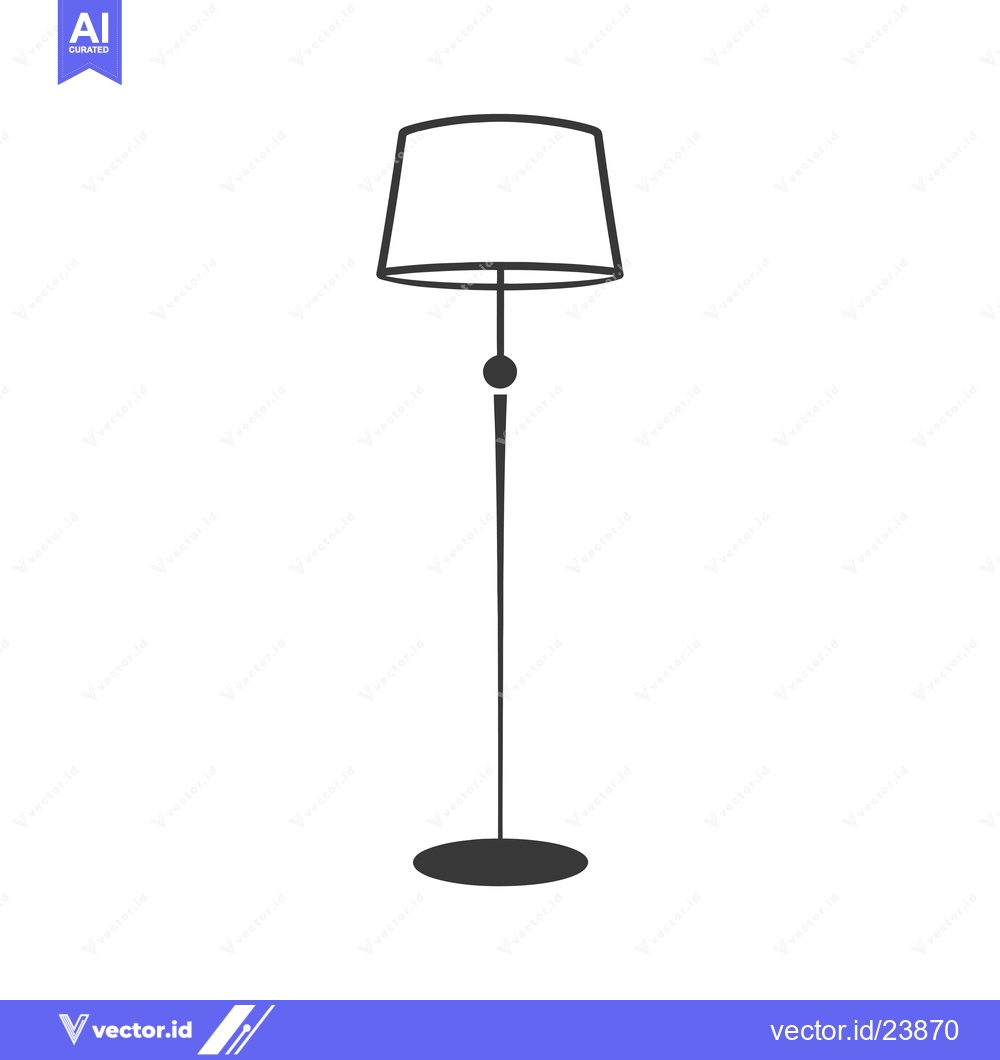 Premium Vector dari Black and White Illustration of a Floor Lamp