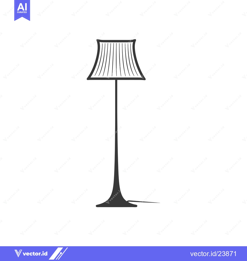 Premium Vector dari Black and white illustration of a floor lamp with a pleated shade
