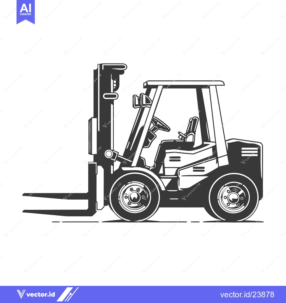 Premium Vector dari Black and White Illustration of a Forklift