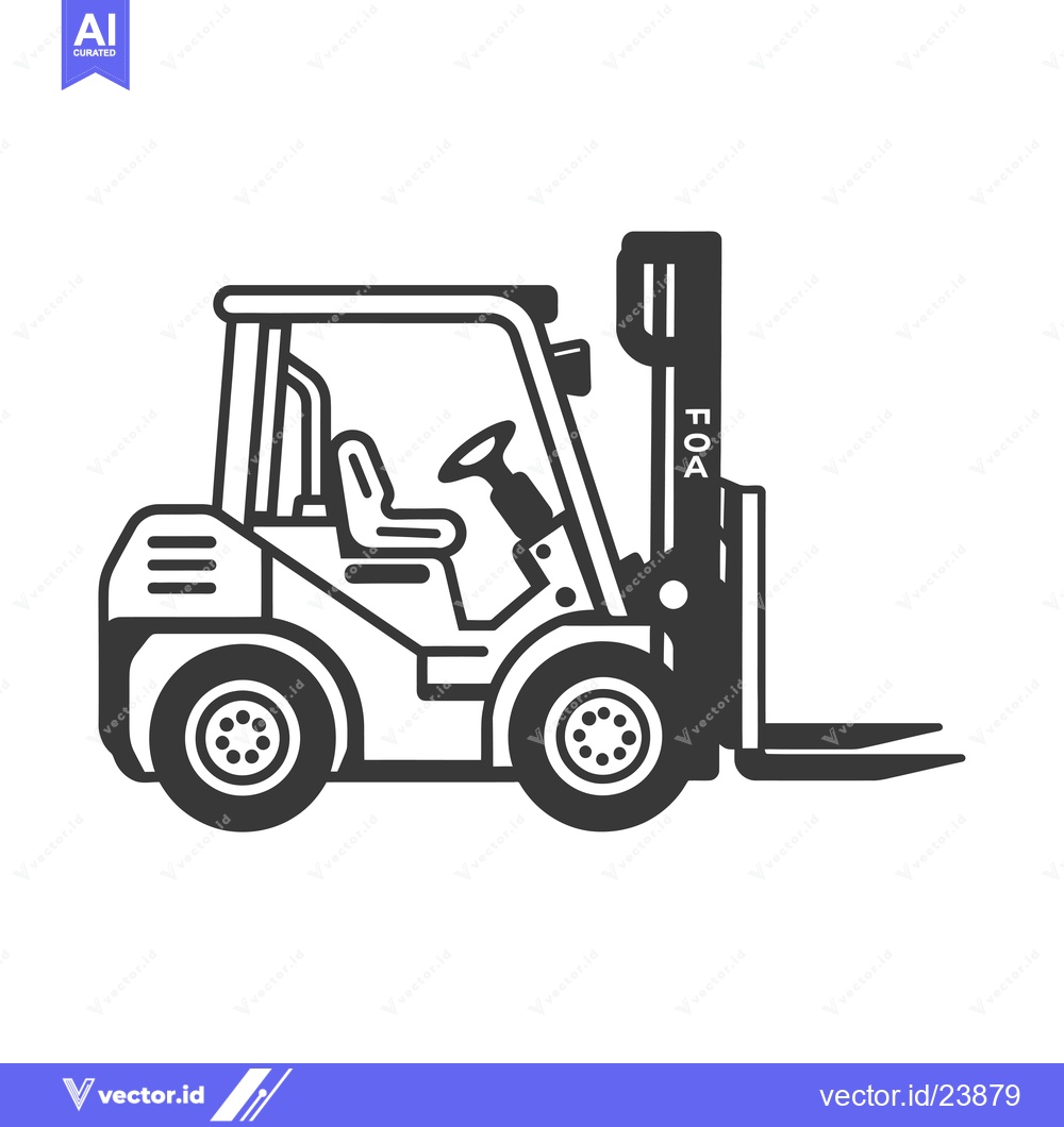 Premium Vector dari Black and White Illustration of a Forklift