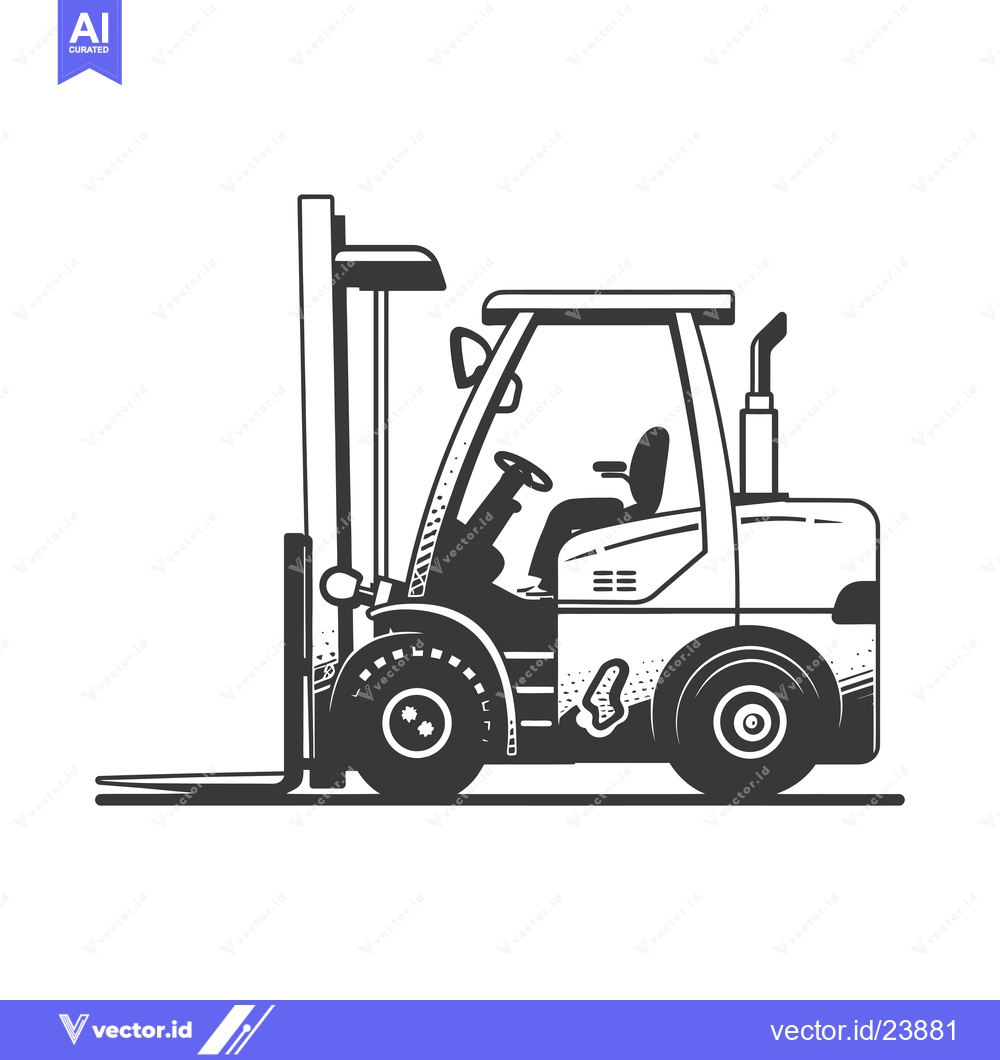 Premium Vector dari Black and White Illustration of a Forklift