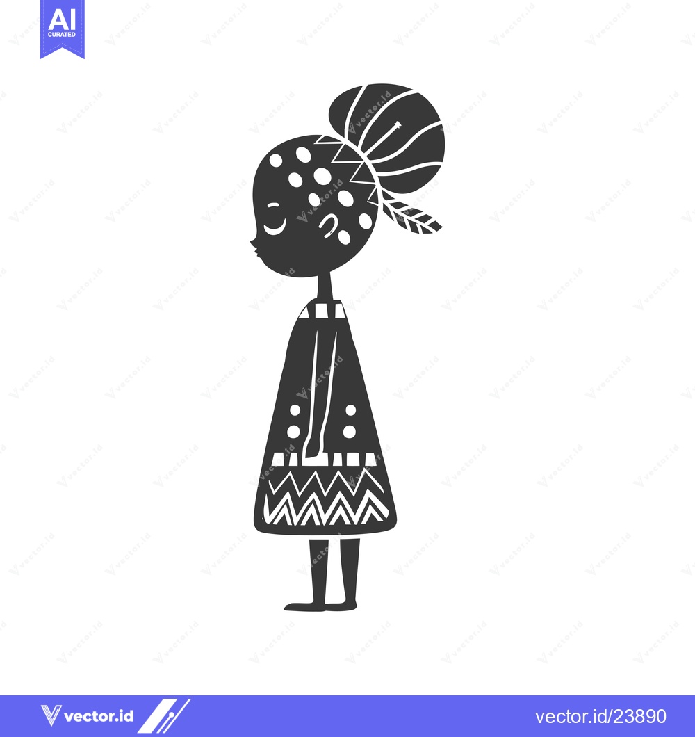 Premium Vector dari Black and White Illustration of a Girl in a Dress