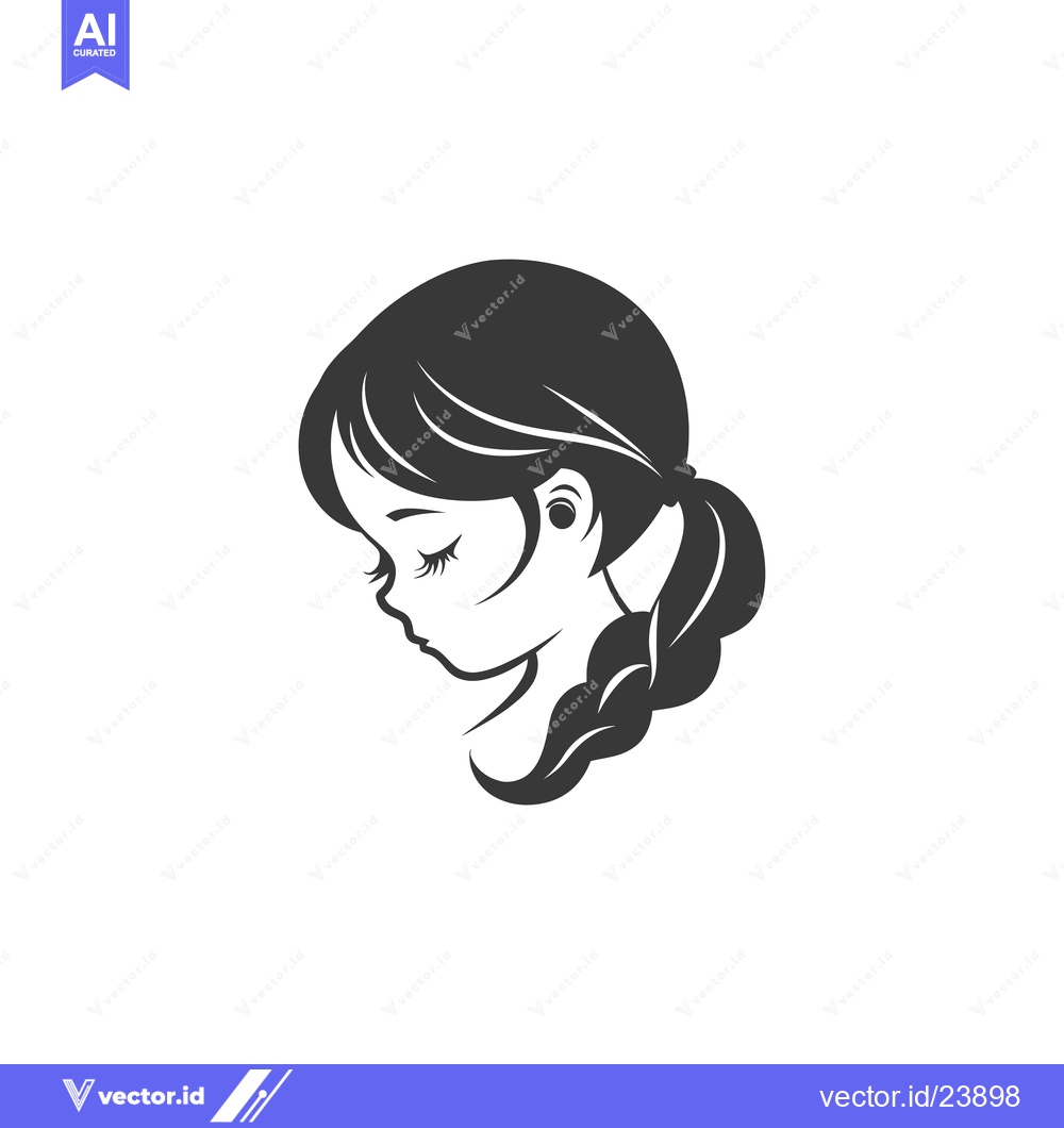 Premium Vector dari Black and White Illustration of a Girl with Her Eyes Closed