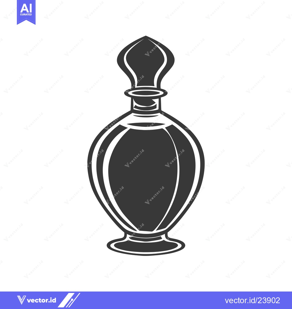 Premium Vector dari Black and white illustration of a glass bottle with a wide base and a