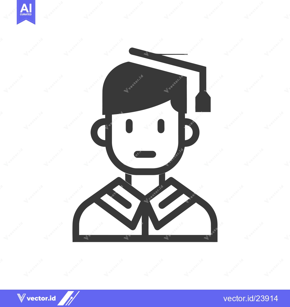 Premium Vector dari Black and White Illustration of a Graduate with a Cap and Gown