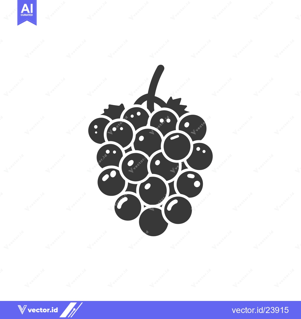 Premium Vector of Black and White Illustration of a Grape Bunch