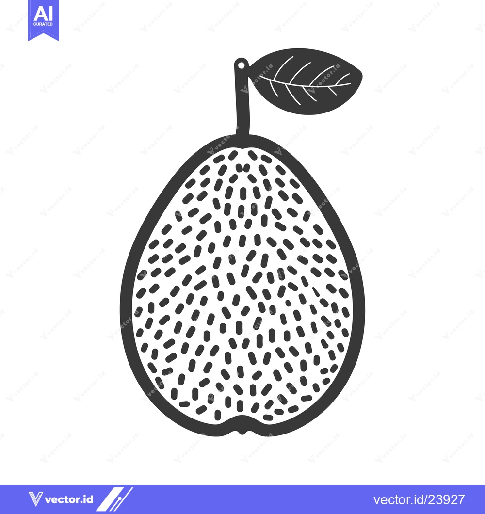 Premium Vector of Black and White Illustration of a Guava with a Leaf