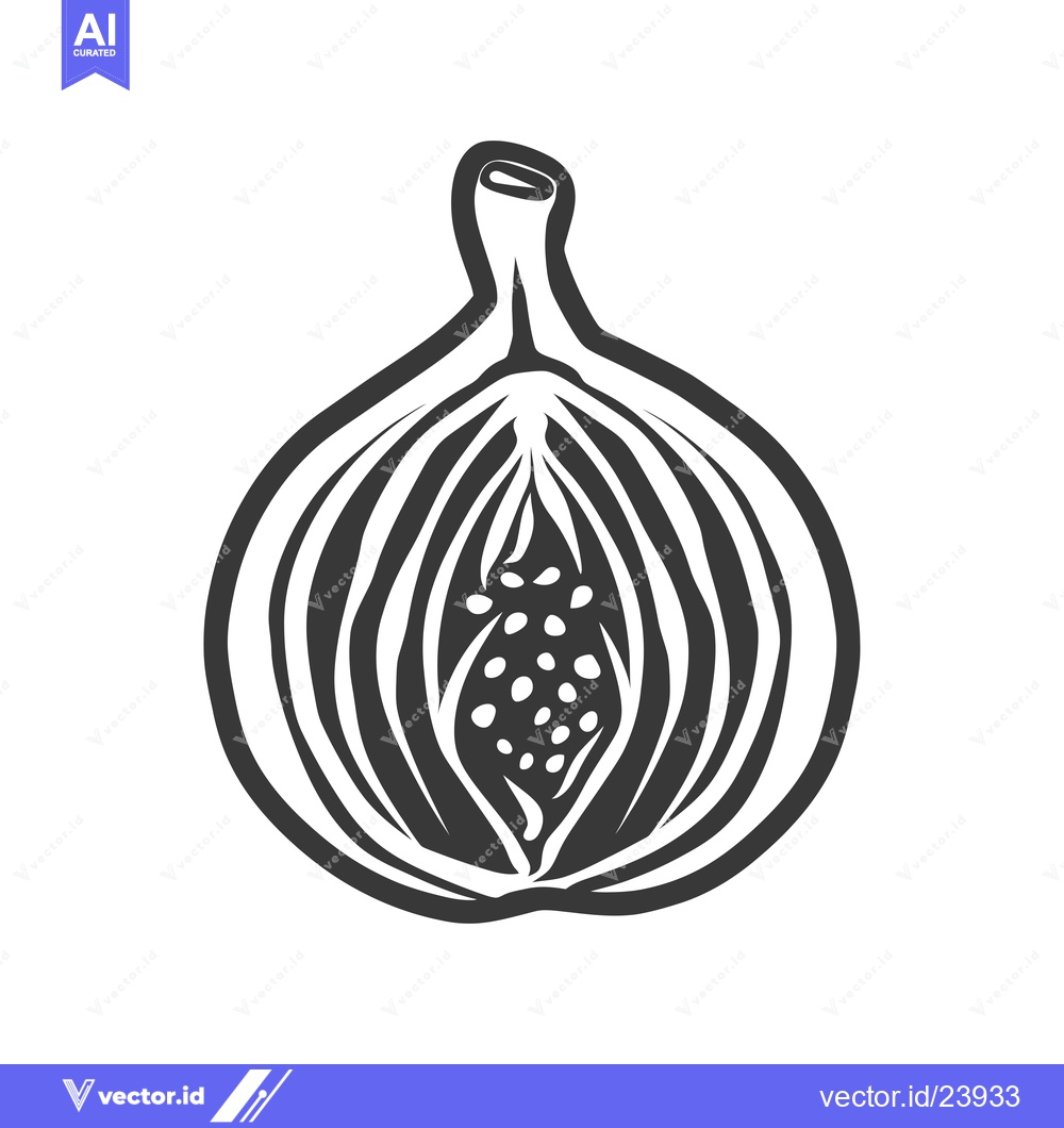 Premium Vector dari Black and White Illustration of a Halved Fig