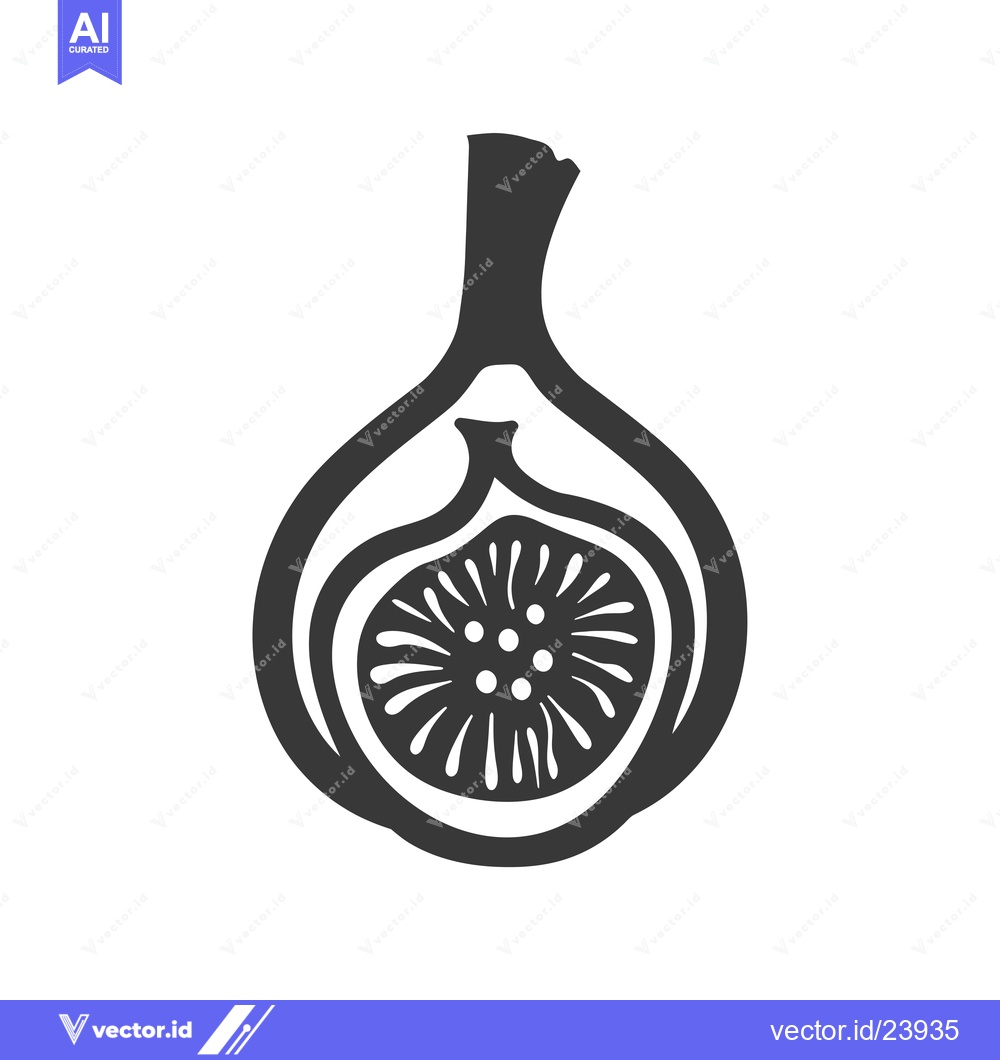 Premium Vector dari Black and white illustration of a halved fig with seeds