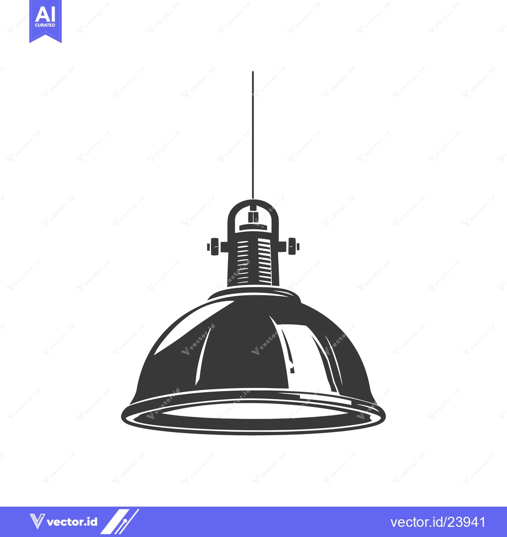 Premium Vector dari Black and white illustration of a hanging dome lamp