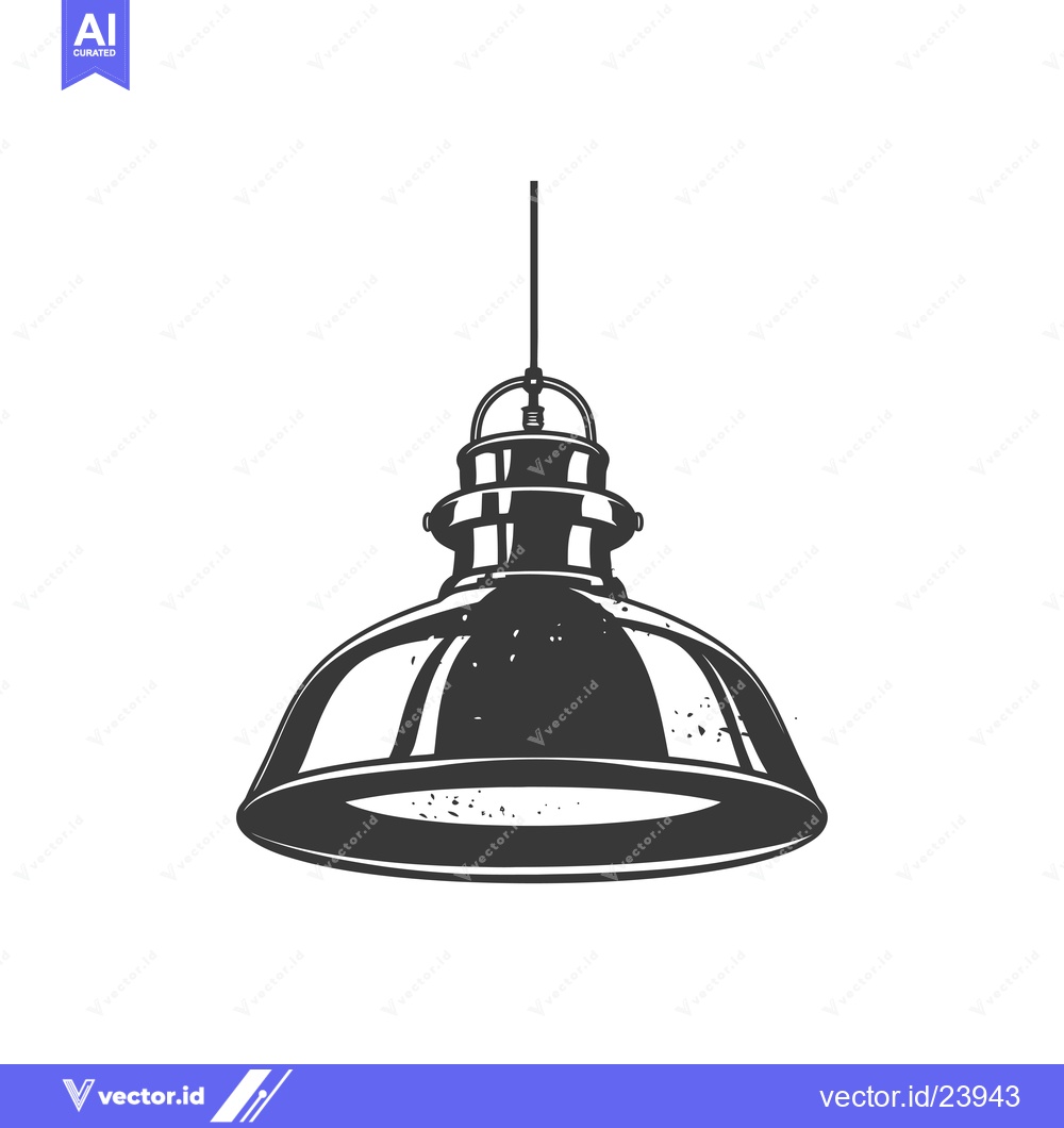 Premium Vector dari Black and White Illustration of a Hanging Lamp