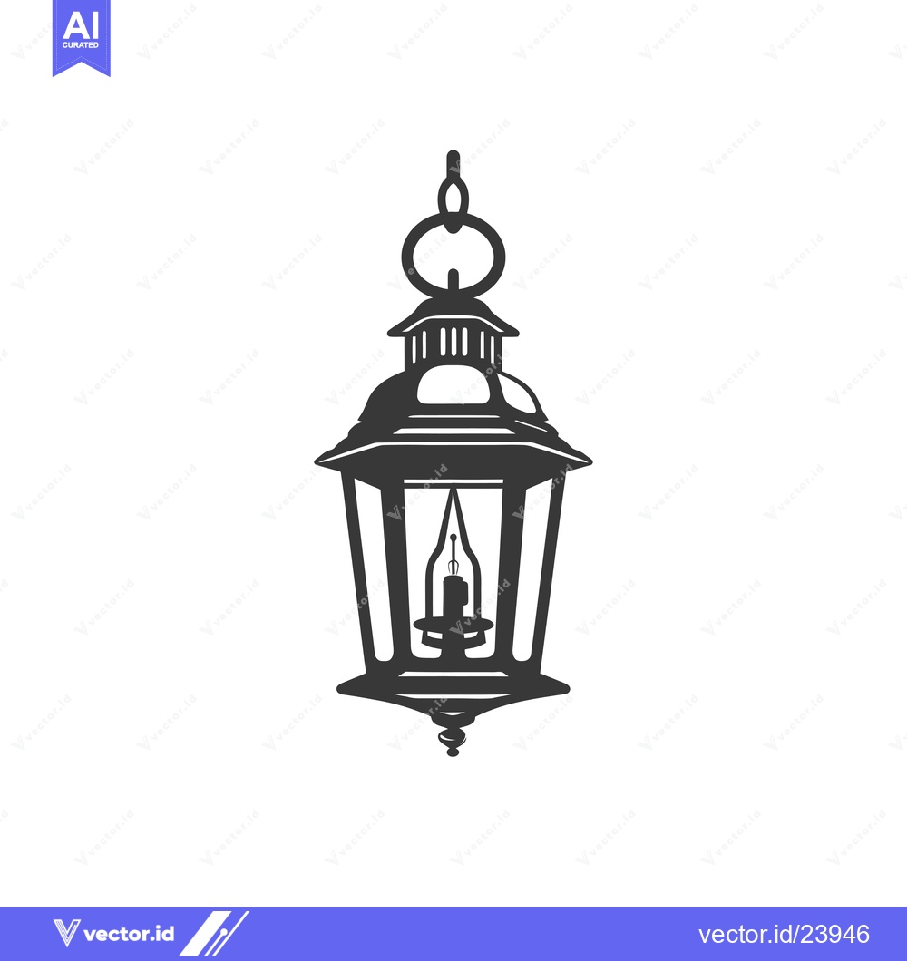 Premium Vector dari Black and White Illustration of a Hanging Lantern with a Light Inside