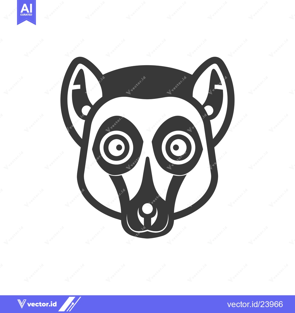 Premium Vector of Black and White Illustration of a Lemur's Face
