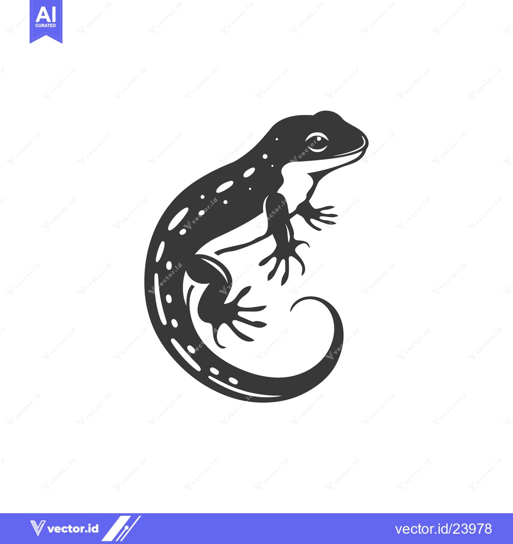 Premium Vector dari Black and white illustration of a lizard with its tail curled up