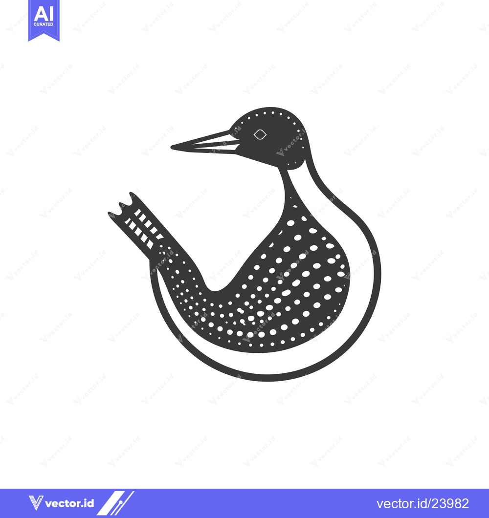 Premium Vector dari Black and White Illustration of a Loon Bird