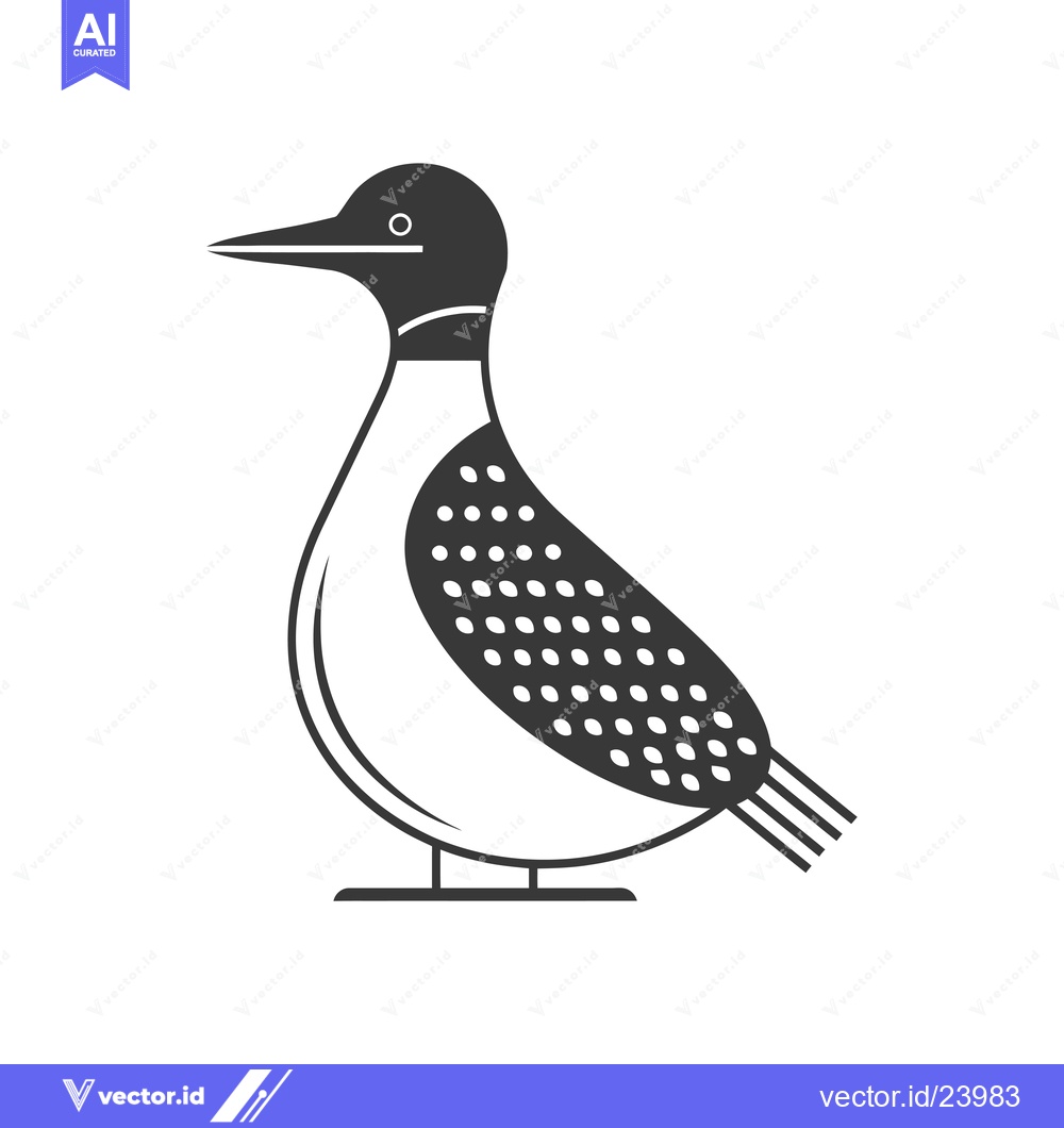 Premium Vector dari Black and white illustration of a loon bird