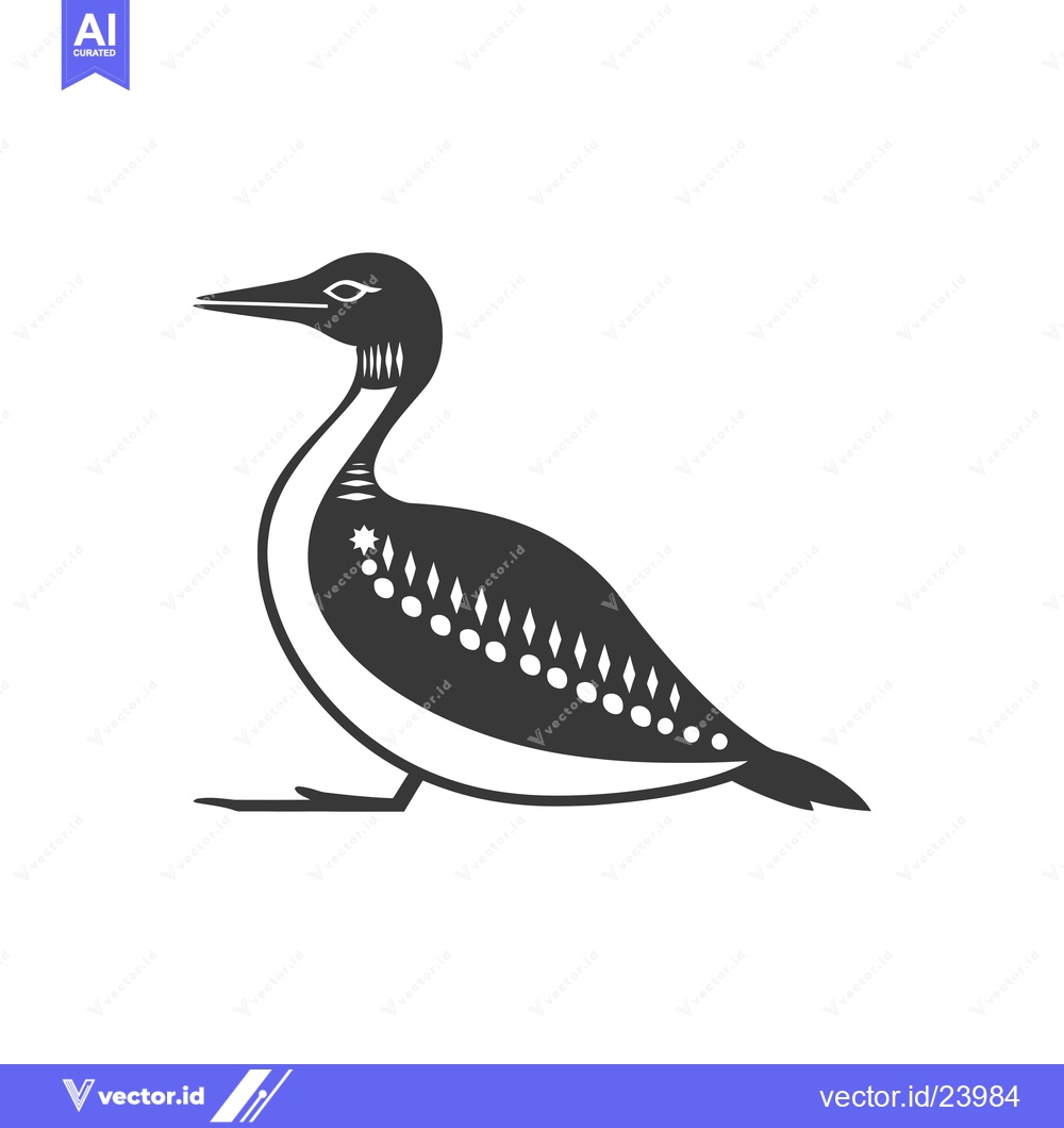 Premium Vector dari Black and White Illustration of a Loon Bird