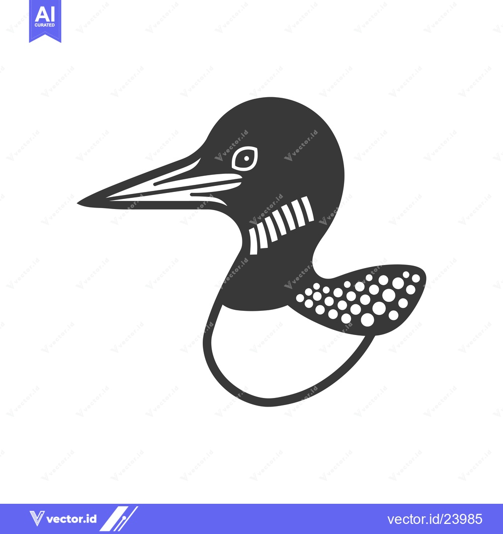 Premium Vector dari Black and White Illustration of a Loon's Head