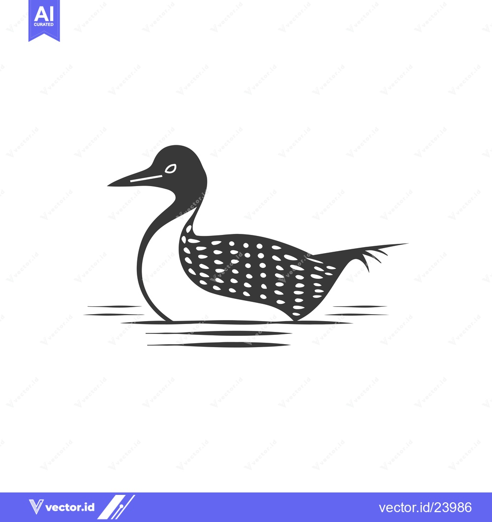 Premium Vector of Black and White Illustration of a Loon Swimming