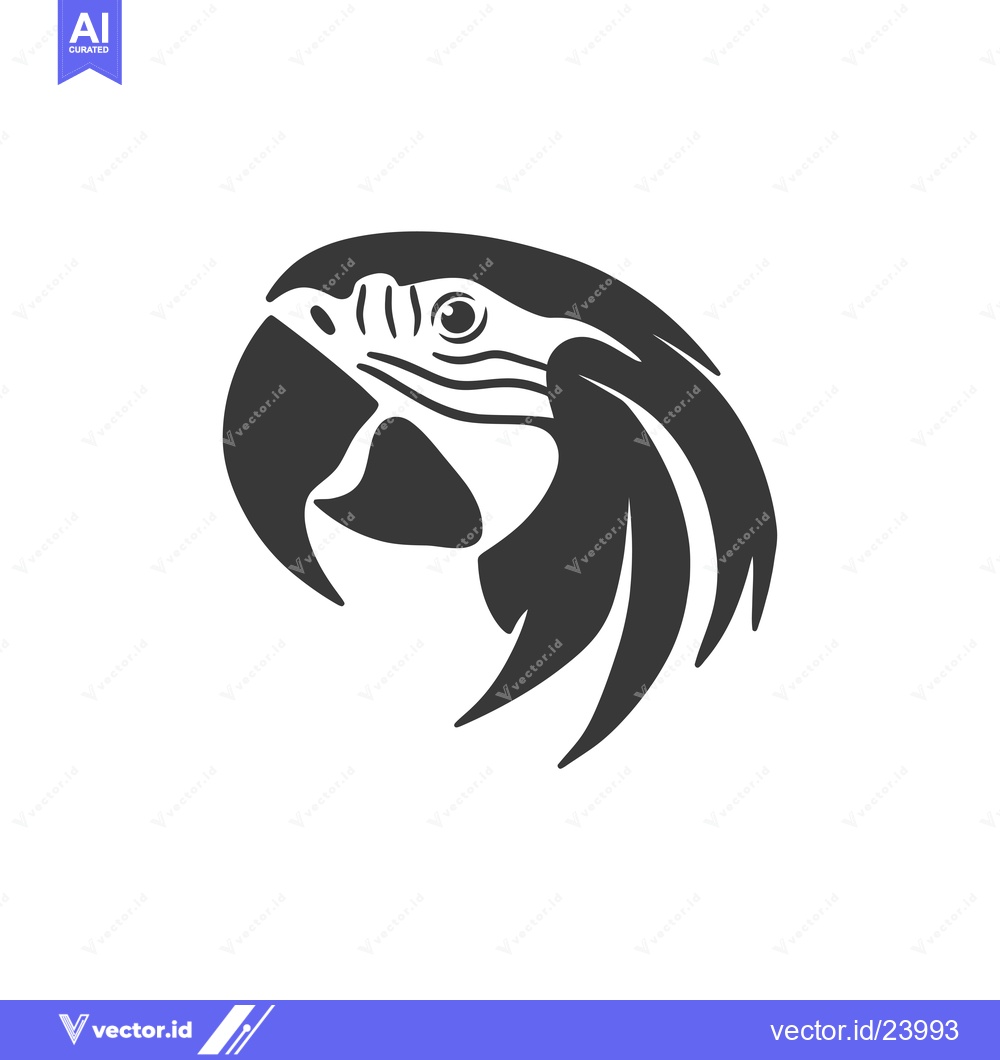 Premium Vector dari Black and White Illustration of a Macaw's Head