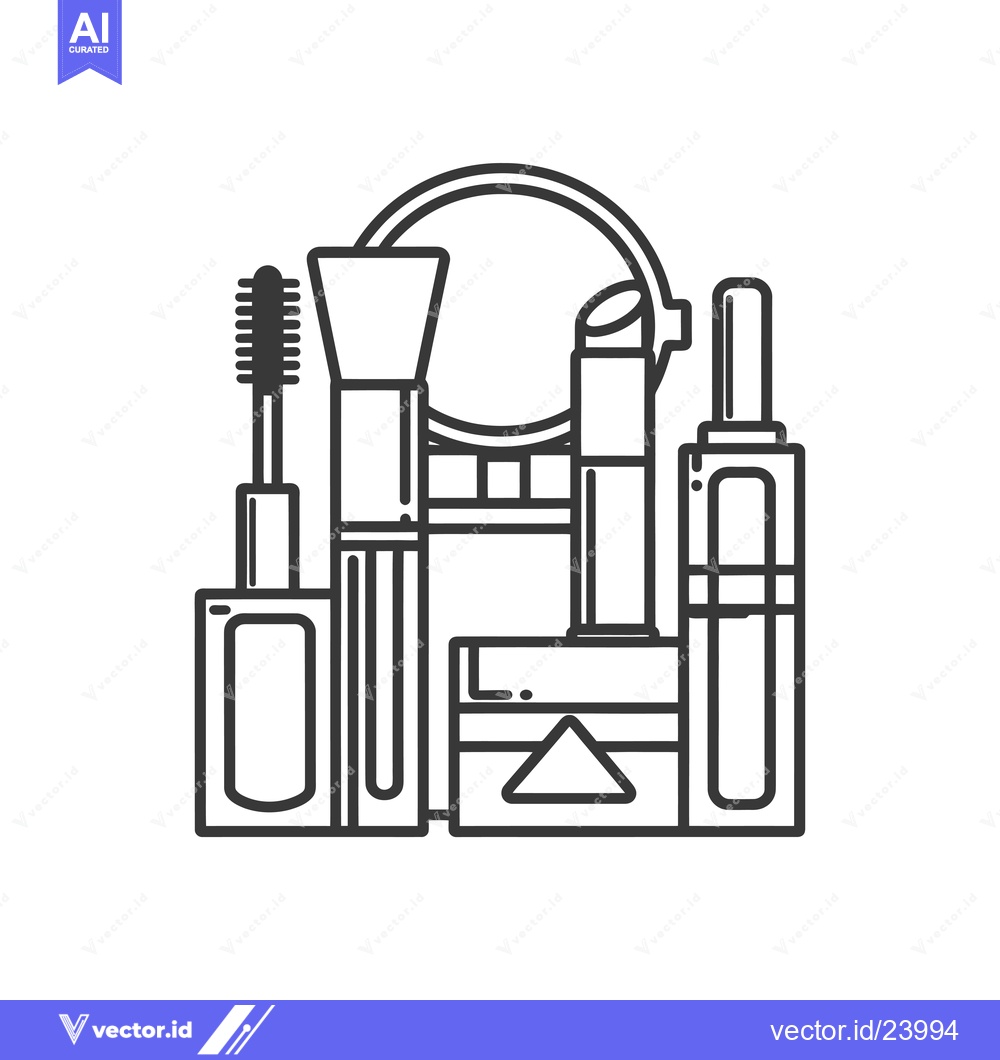Premium Vector dari Black and White Illustration of a Makeup Kit