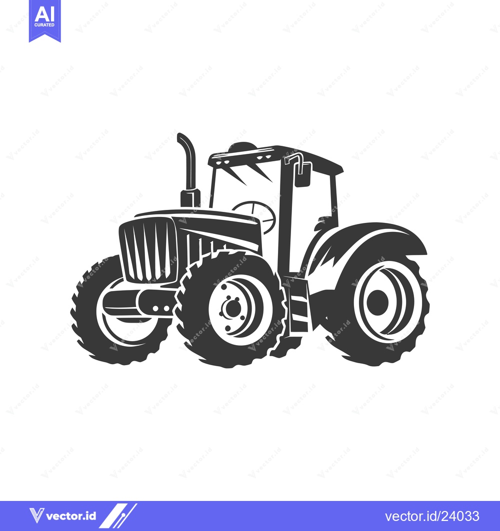 Premium Vector dari Black and White Illustration of a Modern Farm Tractor