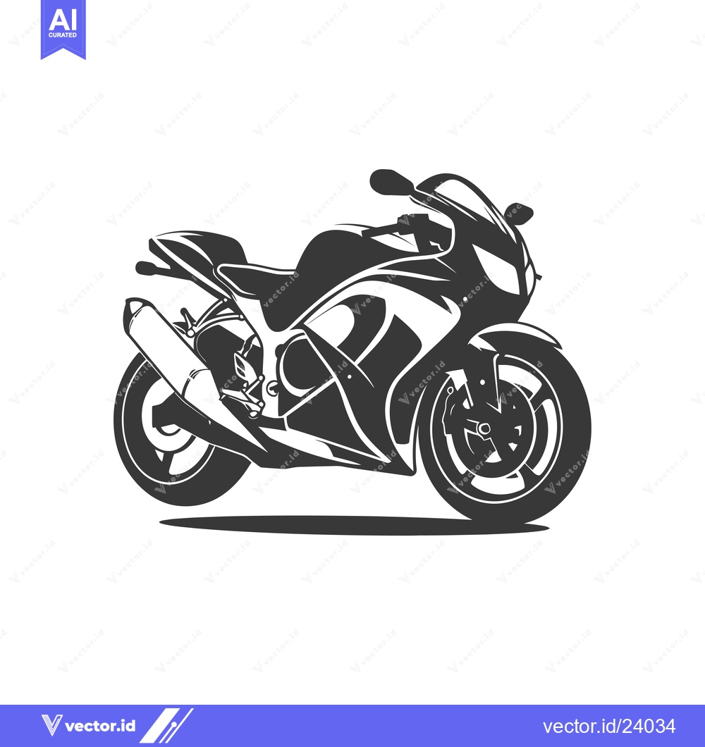 Premium Vector of Black and White Illustration of a Modern Motorcycle