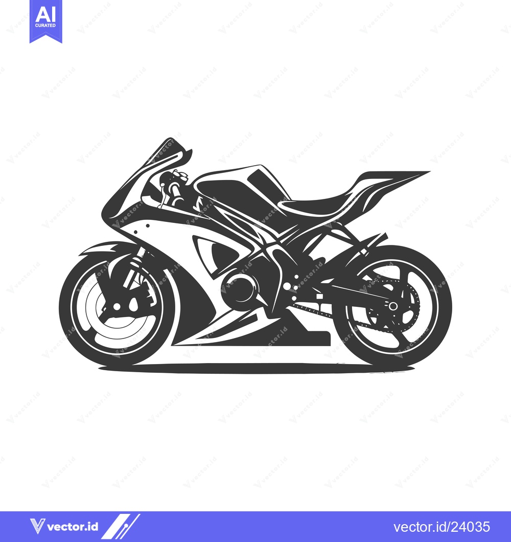 Premium Vector dari Black and White Illustration of a Modern Motorcycle
