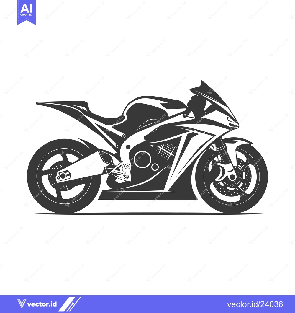 Premium Vector dari Black and White Illustration of a Modern Sport Motorcycle