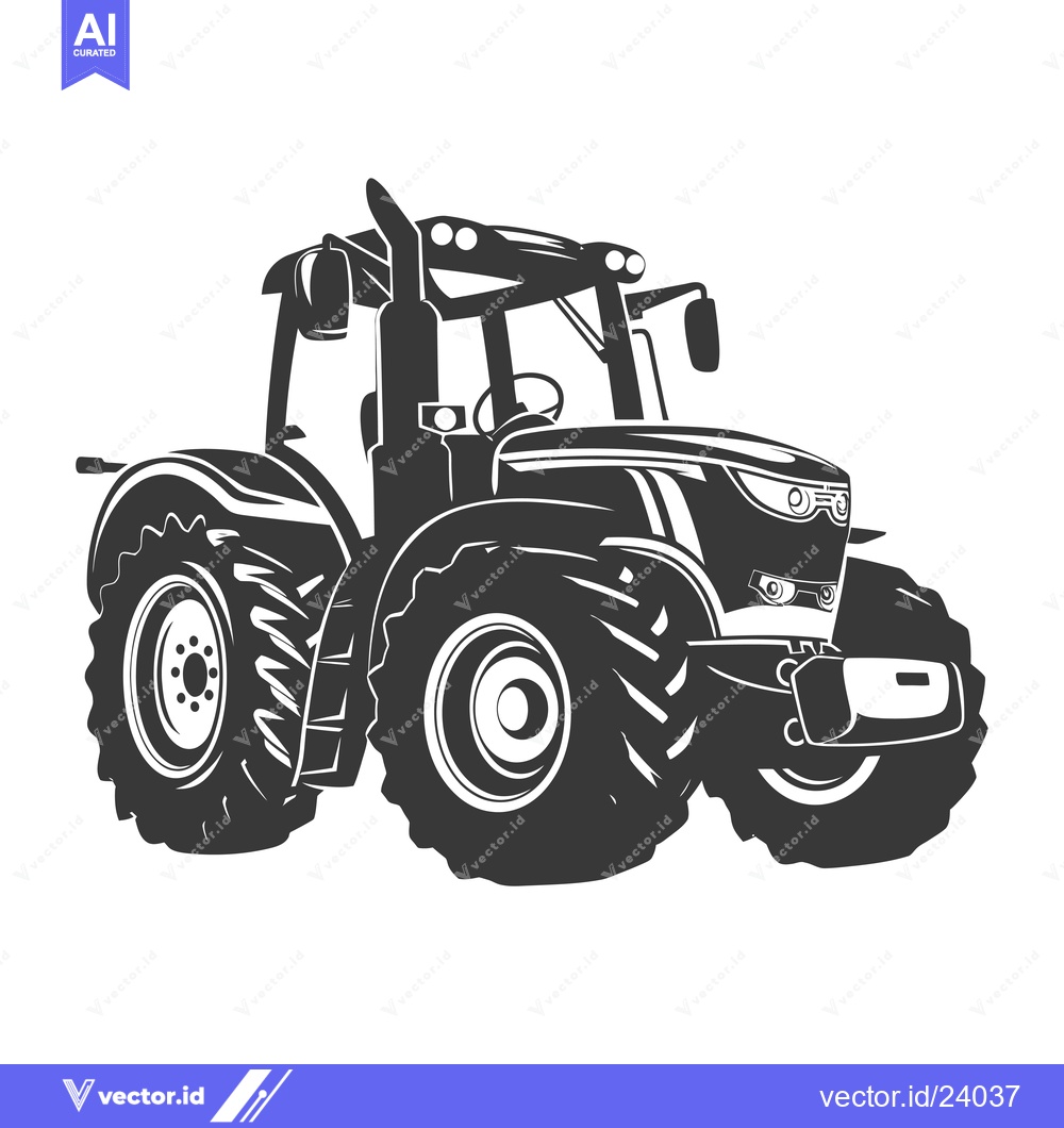 Premium Vector dari Black and White Illustration of a Modern Tractor